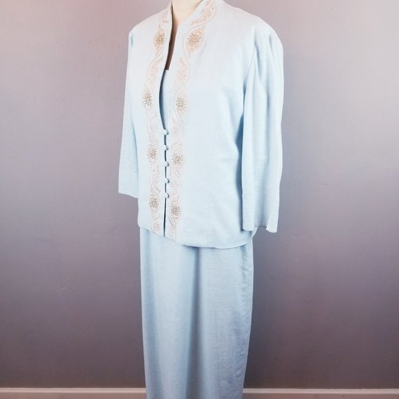 Jessica Howard Mint Linen Sheath Dress with Embroidered Jacket Women's Size 14 - Picture 5 of 12